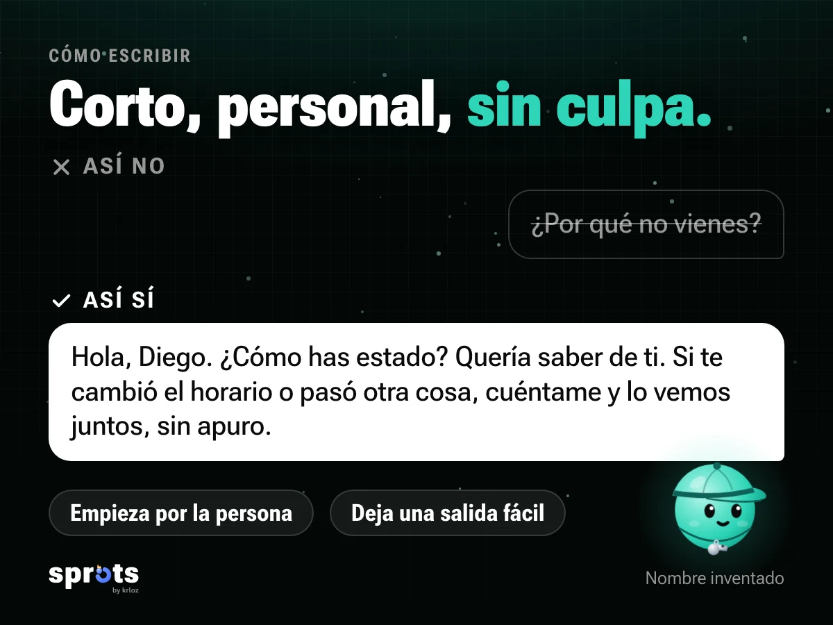 Imagen: «Corto, personal, sin culpa.». Un mensaje de ejemplo