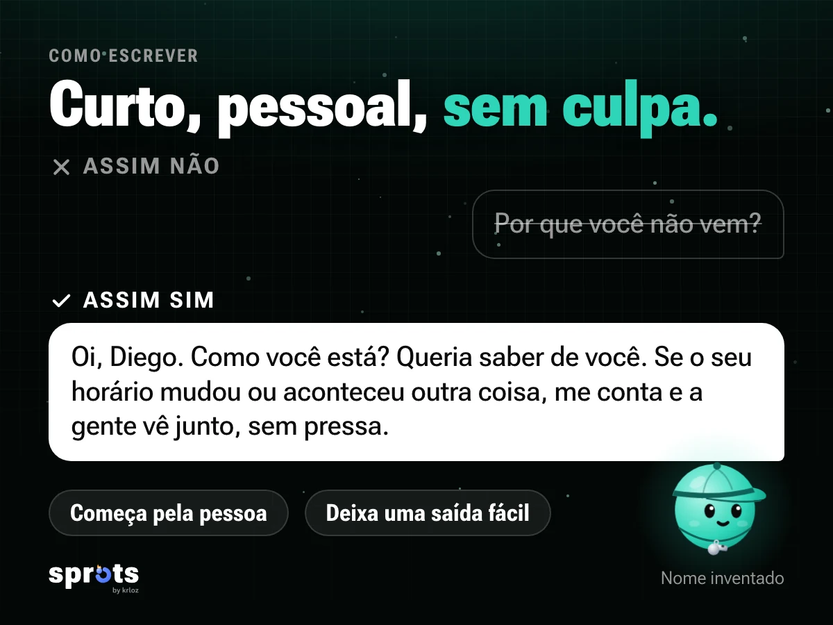 Imagem: «Curto, pessoal, sem culpa.». Uma mensagem de exemplo