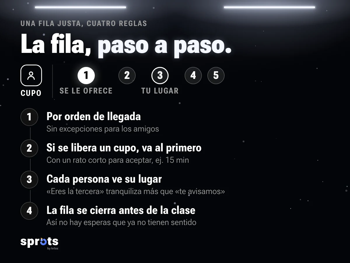 Imagen: «La fila, paso a paso.». Fila de espera